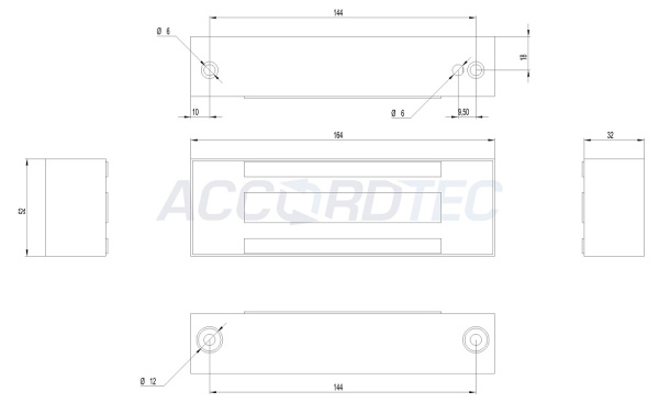 ML-300K, Электромагнитные замки ACCORDTEC, 300 кг, накладной под покраску